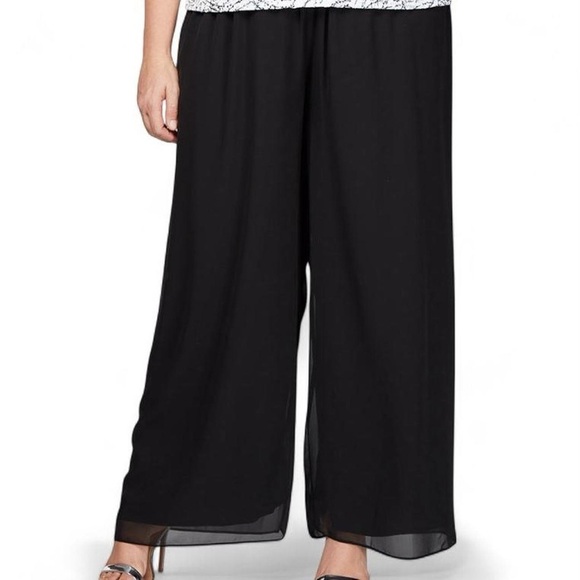 Alex Evenings Pants - Vintage black chiffon wide leg pants